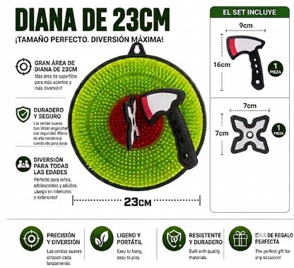Diana Ninja 23cm — Set Hacha y Estrella Voladora, Juego Familiar Seguro